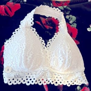 Aeropostale White Lace Halter Bralette size S NWT